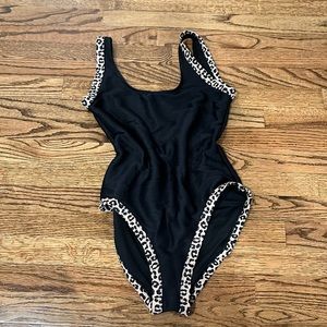 Pink lily ribbed one piece bathing suit